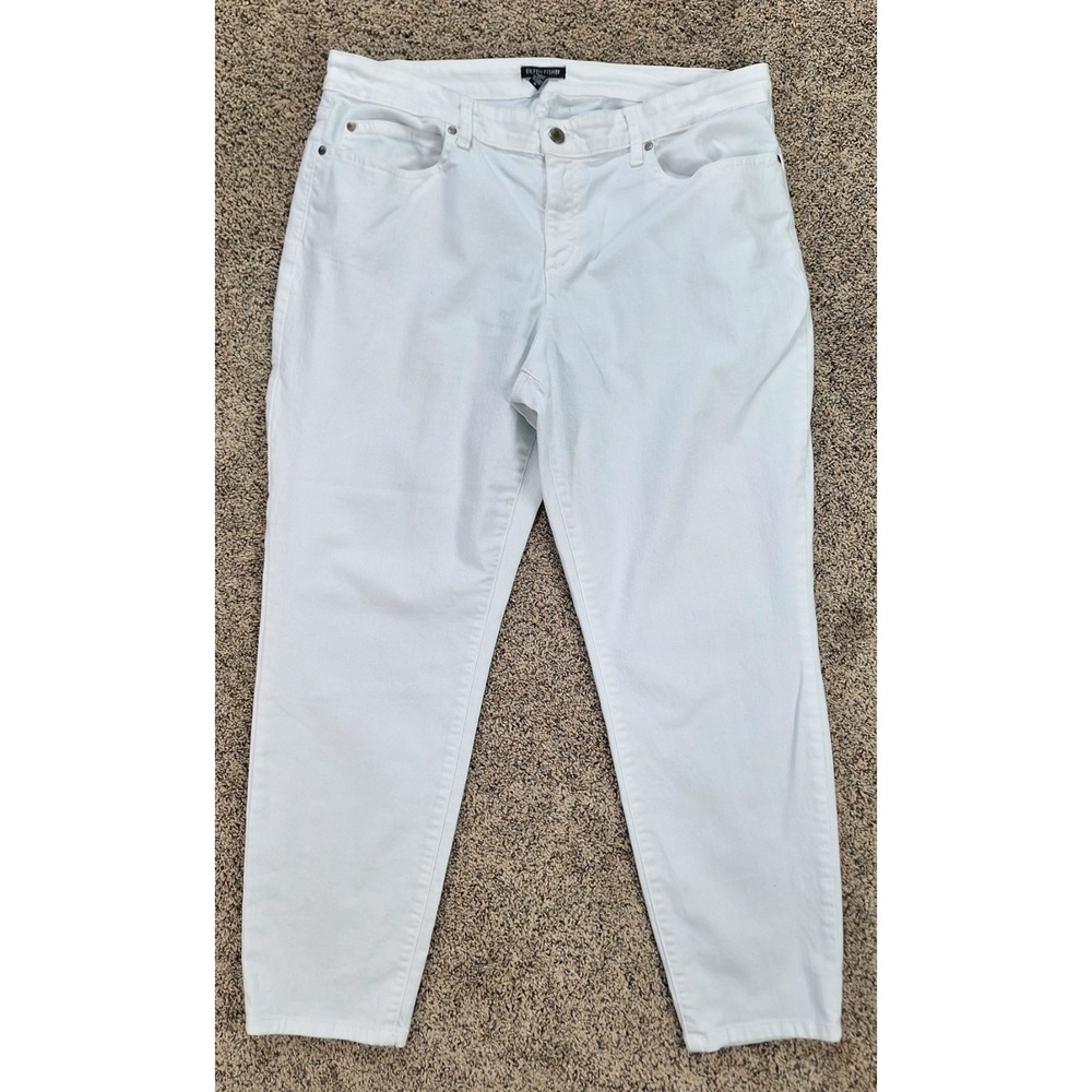 Eileen Fisher White Organic Cotton Jeans Tapered Legs Size 16